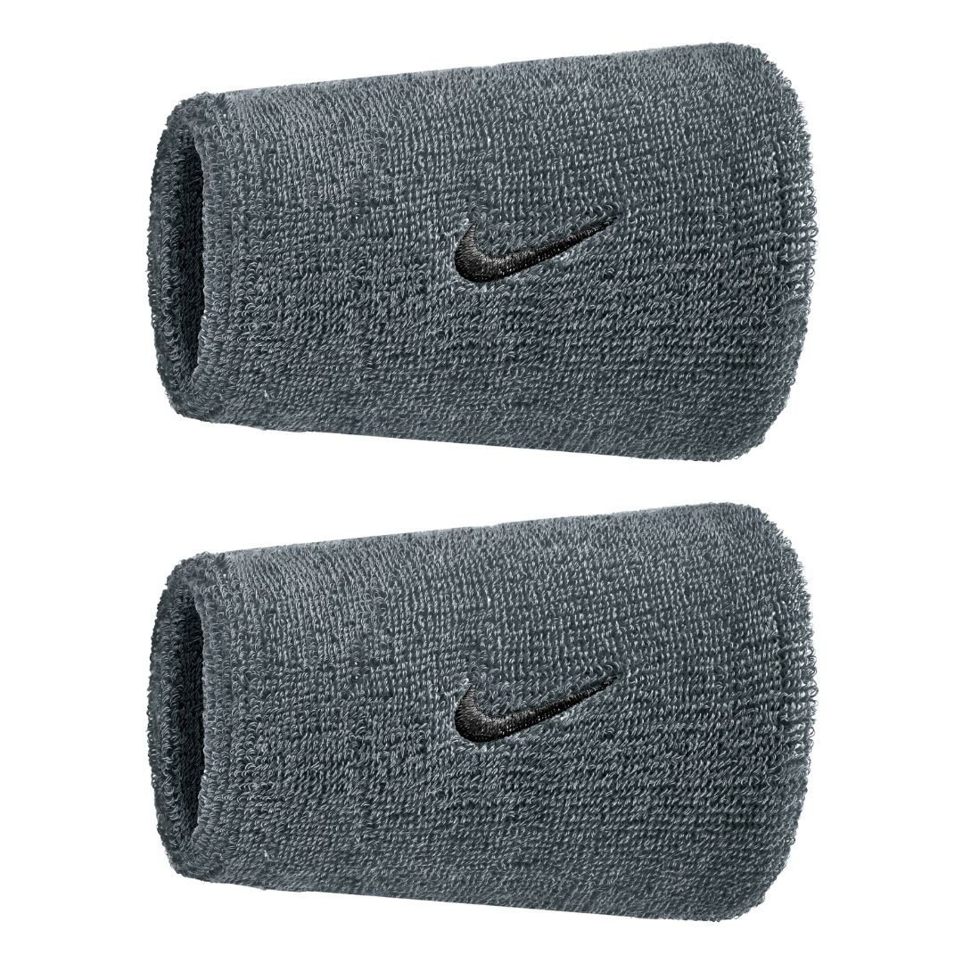 Nike Swoosh Classic Doublewide Wristbands 2-Pack Grey/Black